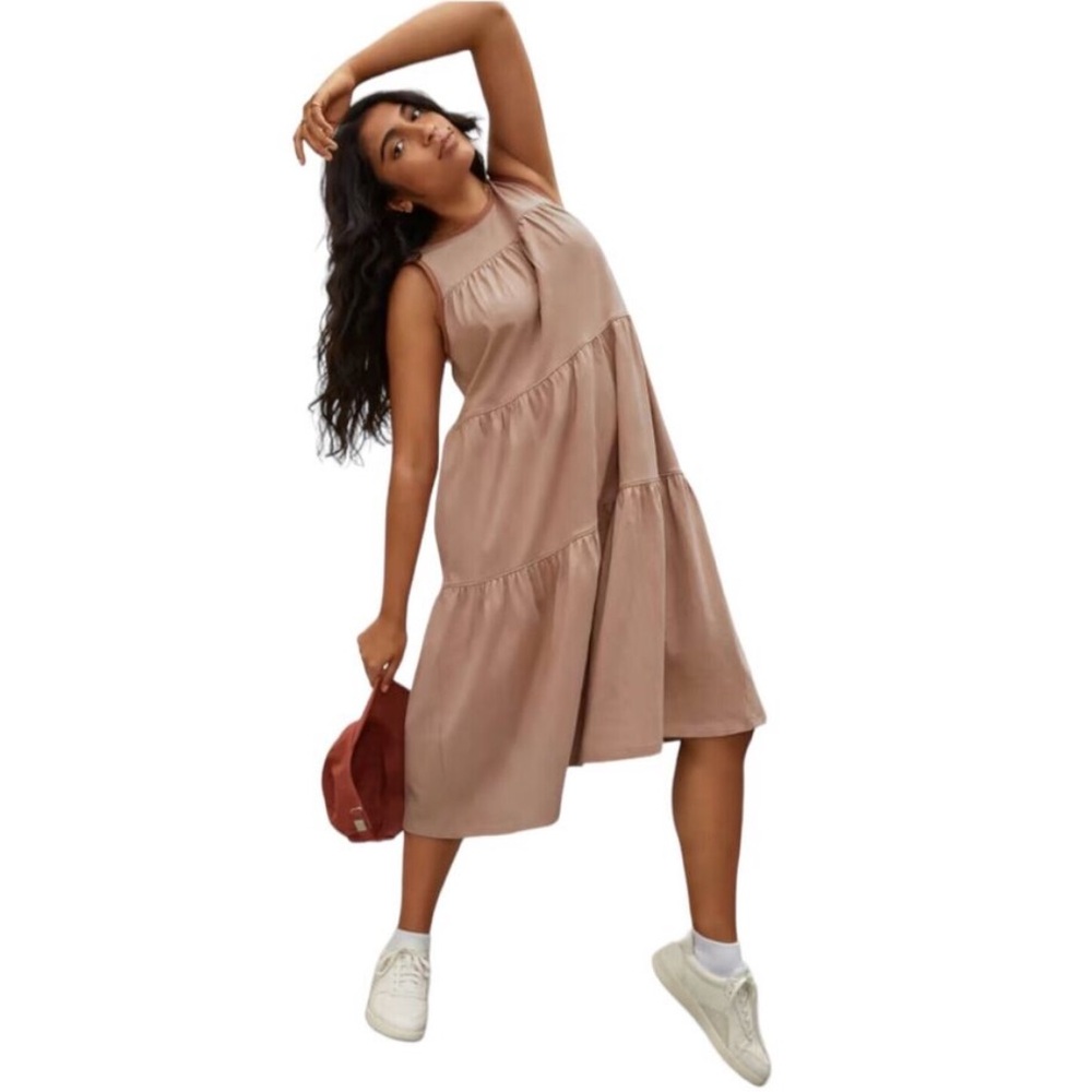 Everlane The Weekend Tiered Sleeveless Midi Dress | Color Oak | Size Small